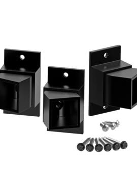 Black Aluminum 1 1/2" Adjustable Rail Wall Mount Bracket Commercial (3 pack)