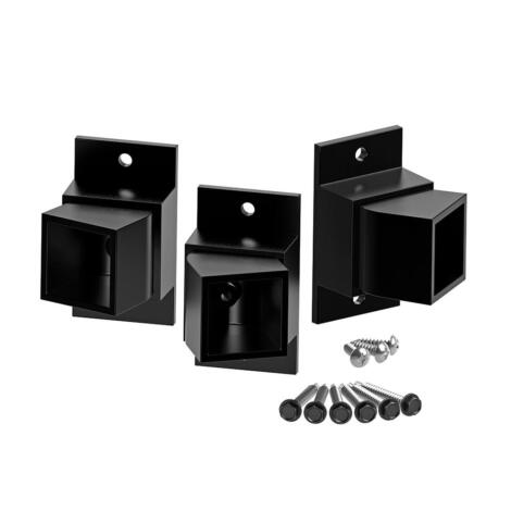  Black Aluminum 1" Adjustable Rail Wall Mount Bracket (3 pack)