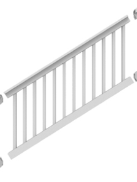36" High x 6' Long White" T Style Vinyl STAIR Railing