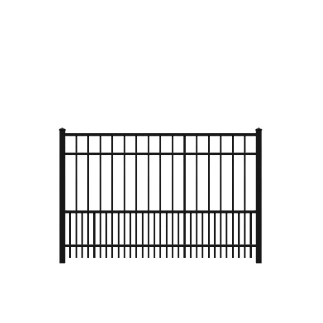 4' H x 6' W Flat Top Puppy Picket Aluminum Fence Panel Black