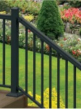36in x 6ft Black Potomac Square Flat Top Stair Kit 