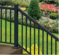 36in x 6ft Black Potomac Square Flat Top Stair Kit 