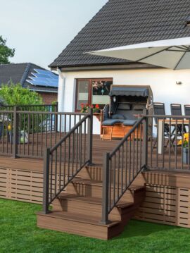 36in x 6ft Bronze Clarion Rounded Flat Top Railing Kit  