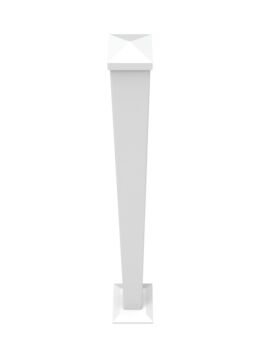 2.5in x 45in White Railing Post with Trim 