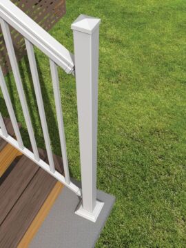 Heavy Duty 2.5in x 60in White Railing Post with Trim