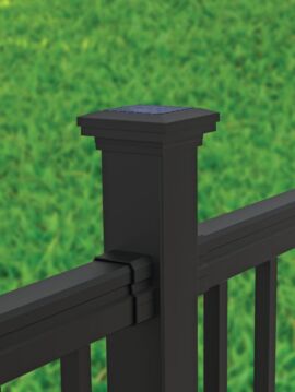 Aluminum Railing 2.5" x 2.5" Black Solar Post Cap - Down Light