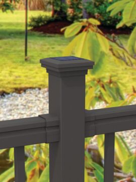 Aluminum Railing 2.5" x 2.5" Bronze Solar Post Cap - Down Light 
