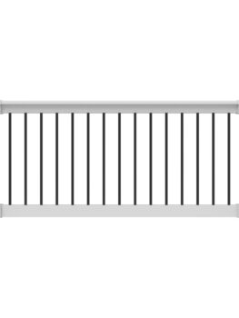 36" H x 6' White Vinyl T Style w/ Black Baluster Railing