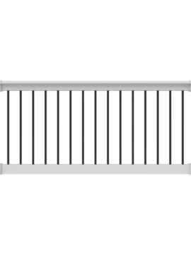 36" H x 6' White Vinyl T Style w/ Black Baluster Railing