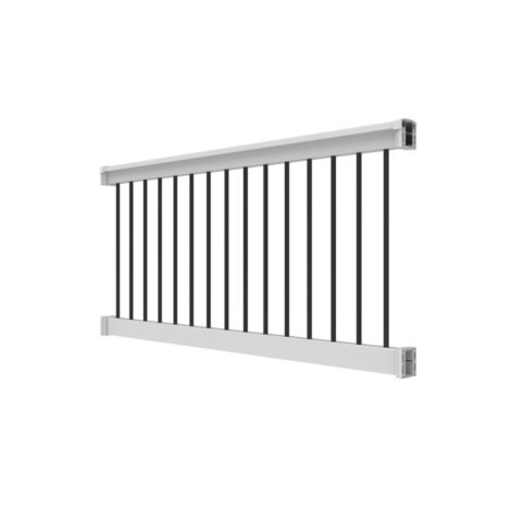 36" H x 6' White Vinyl T Style w/ Black Baluster Railing