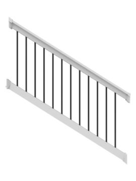 36" H x 6' L White Vinyl T Style w/ Black Baluster STAIR Railing