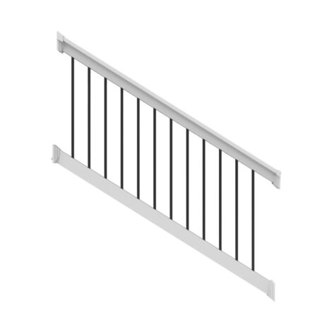 36" H x 6' L White Vinyl T Style w/ Black Baluster STAIR Railing