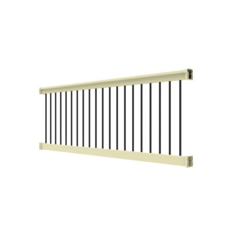 36" H x 8' L Tan Vinyl T Style w/ Black Baluster Railing 