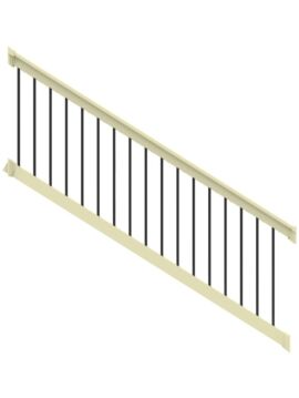 36" H x 8' L Tan Vinyl T Style w/ Black Baluster STAIR Railing