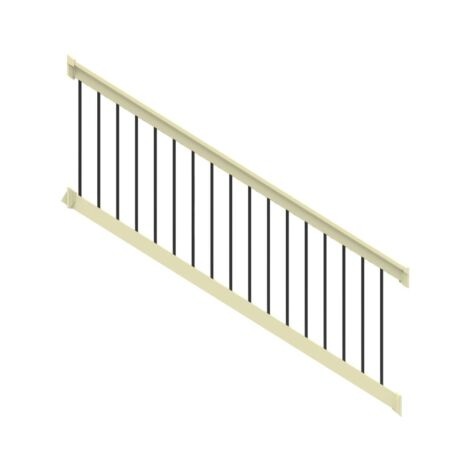 36" H x 8' L Tan Vinyl T Style w/ Black Baluster STAIR Railing