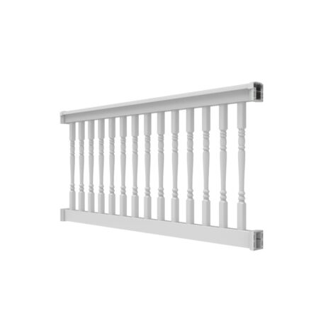 36" H x 6' L White Vinyl T Style w/ Turned Baluster Railing