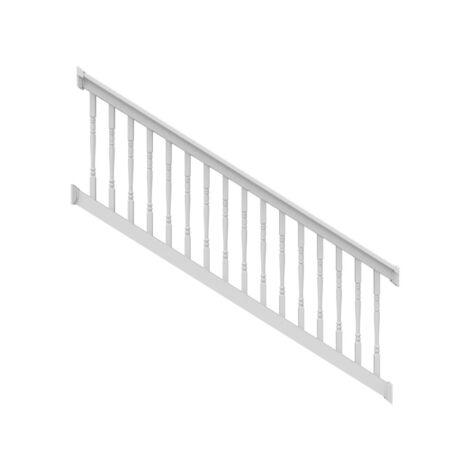 36" H x 8' L White Vinyl T Style w/ Turned Baluster STAIR Railing 