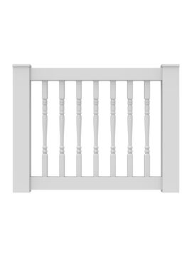 36" x 48" White w/ Round Baluster Rail Gate Kit.