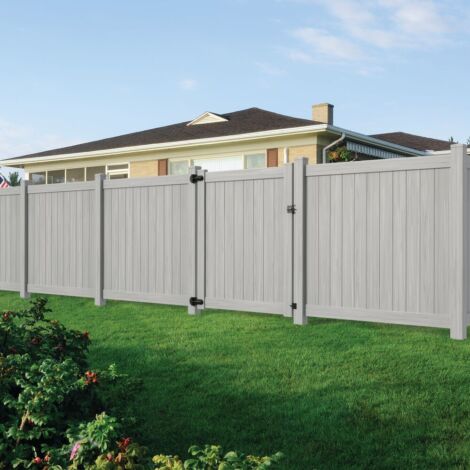 6'x58" Norfolk Walk Gate Gray Woodgrain