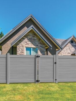 6'H X 6'W Horizontal Chesapeake Privacy Panel Gray Woodgrain 