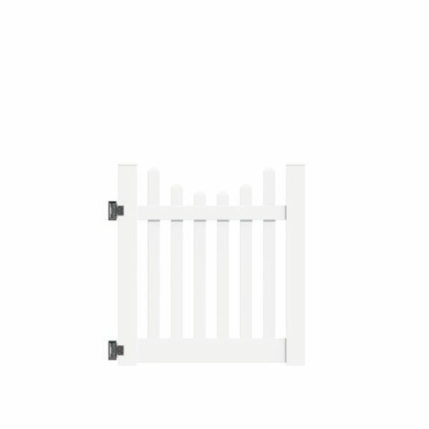 4'x58" Wharton Creek Picket Scallop Walk Gate White