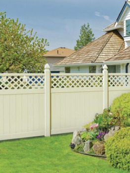  6' H x 8' W Harrington Privacy Fence W/ Lattice Panel Tan