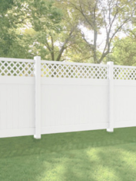  6' H x 8' W Harrington Privacy Fence W/ Lattice Panel White