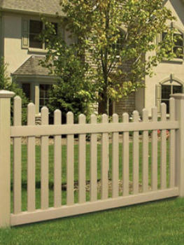 4' H x 8' W New Bedford Picket Contemporary DE Scallop Tan